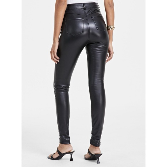 INC international Concepts Women's Faux-leather Skinny pants size 12 Deep Black - Picture 3 of 8